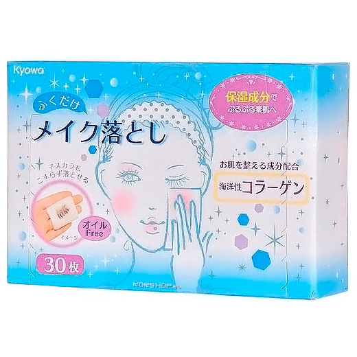 Салфетки влажные для снятия макияжа с морским коллагеном Kyowa, Япония, 30 шт Салфетки влажные для снятия макияжа с морским коллагеном Kyowa, Япония, 30 шт