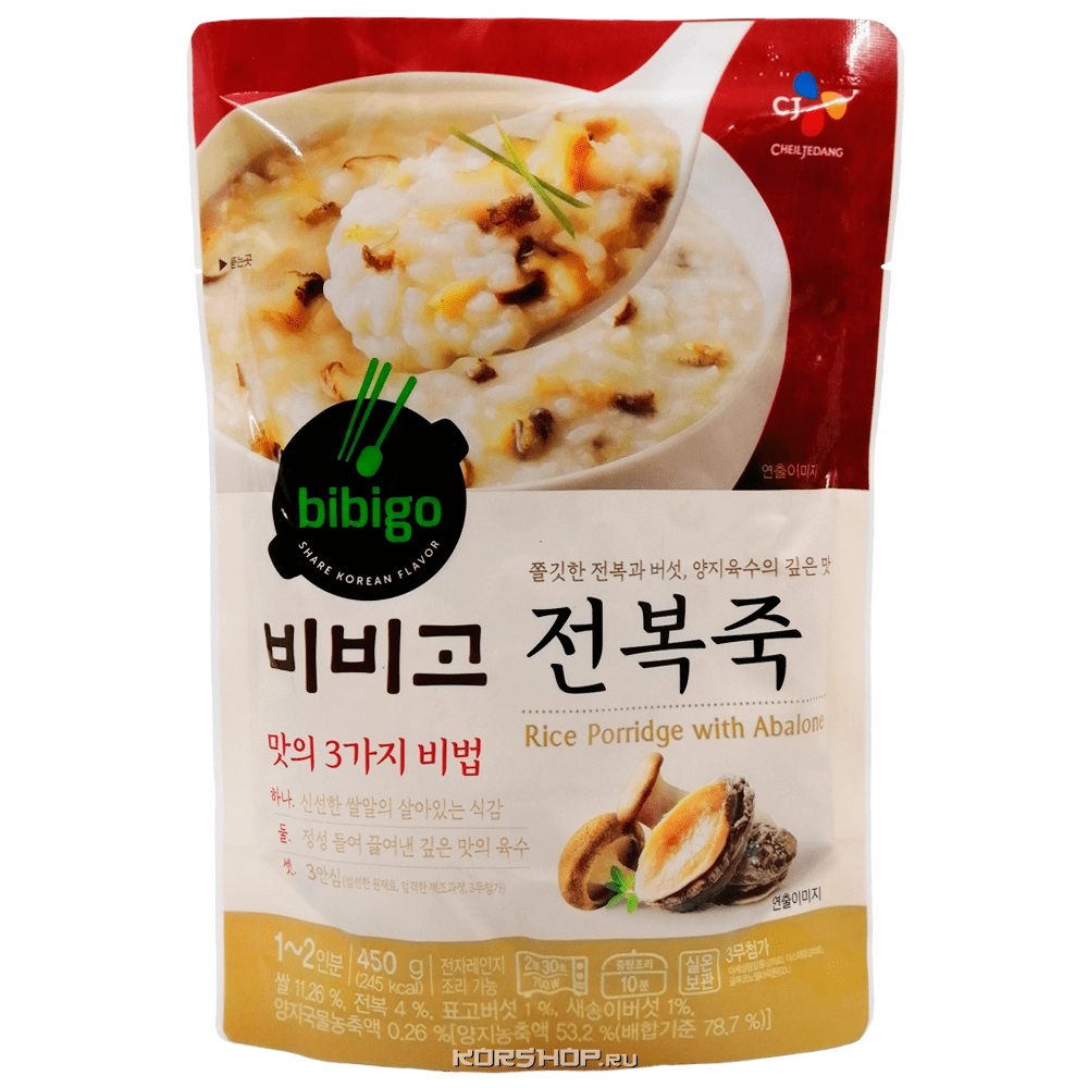 Рисовая каша с морскими ушками Bibigo, Корея, 450 г Рисовая каша с морскими ушками Bibigo, Корея, 450 г