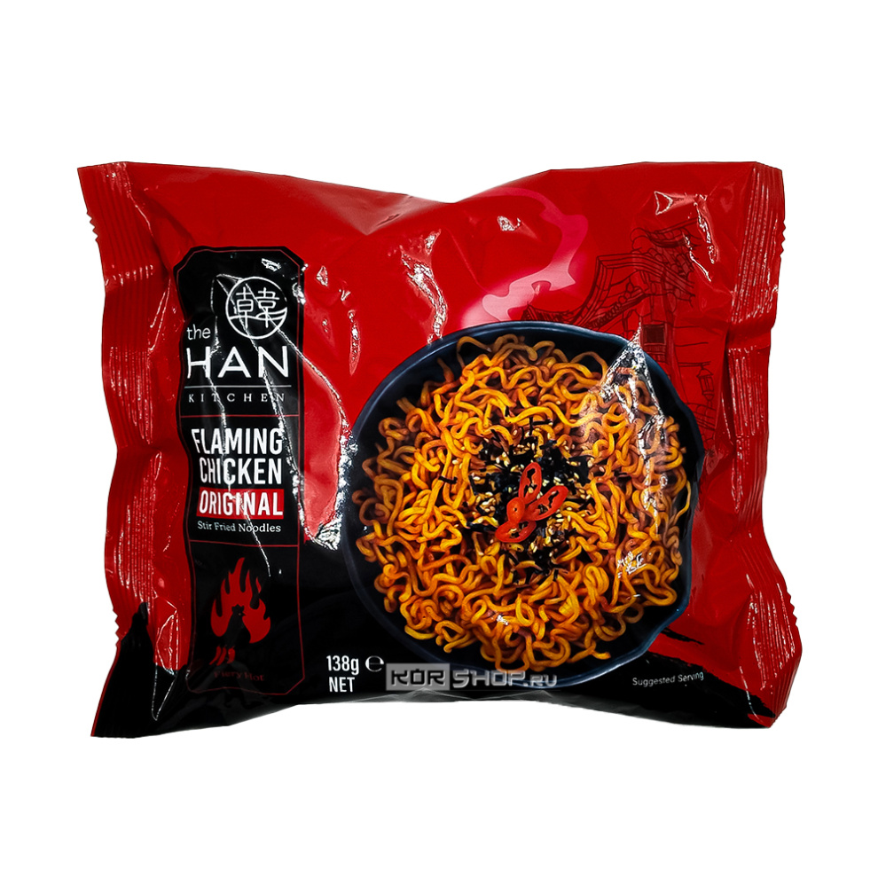 Лапша б/п острая со вкусом курицы в оригинальном соусе Flaming Chicken Original The Han Kitchen, Корея, 138 г