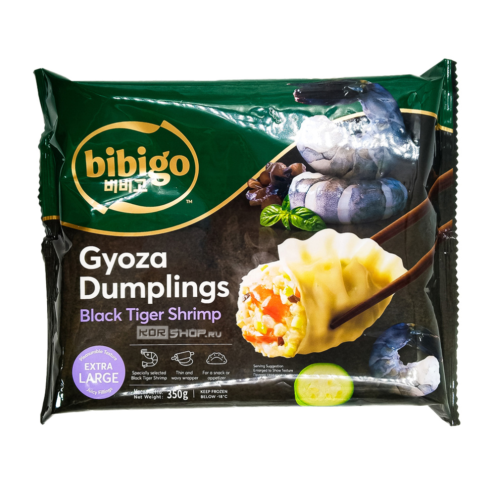 Дамплинги королевские с черными тигровыми креветками Bibigo, Китай, 350 г