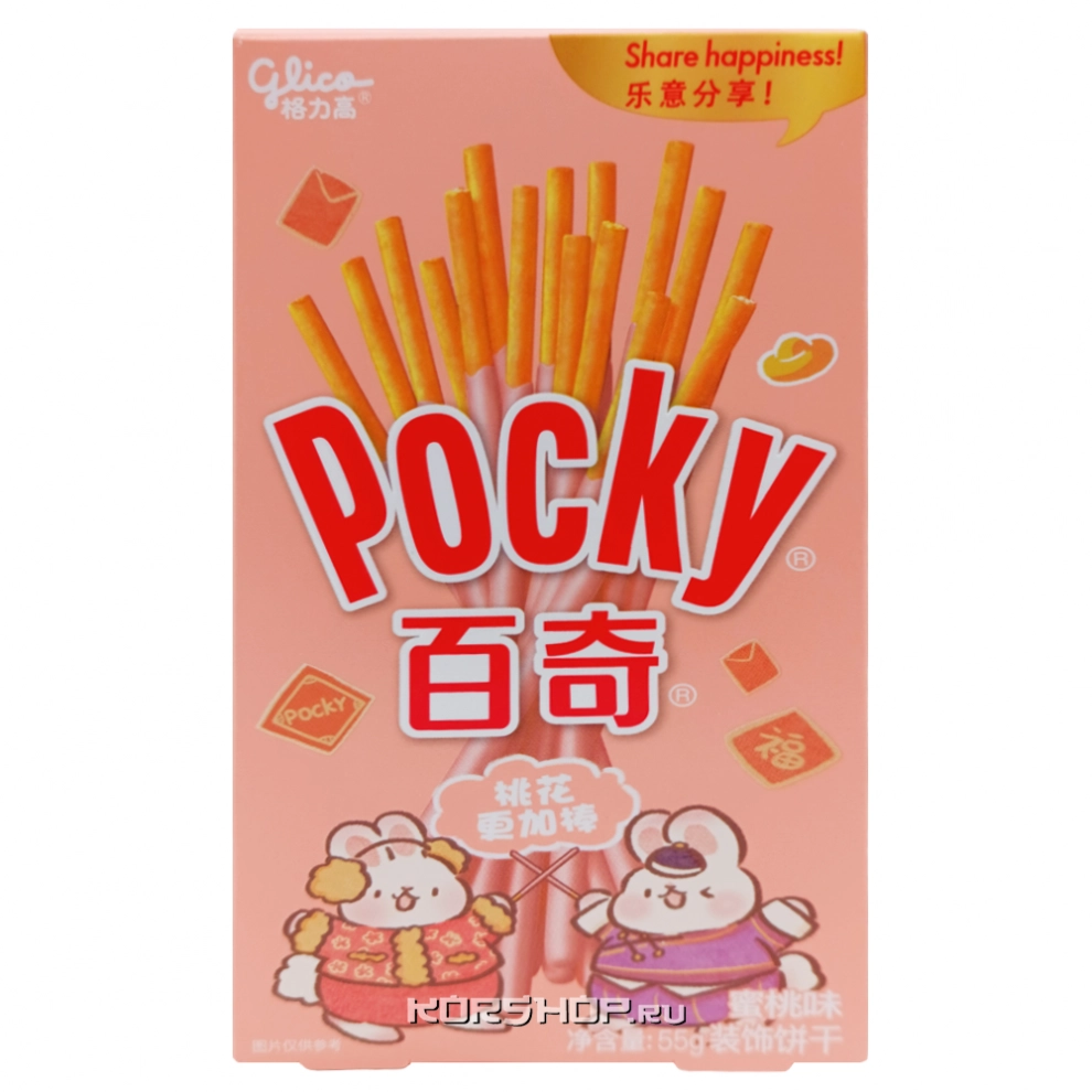 Палочки с вкусом персика Pocky Glico, Китай, 55 г Палочки с вкусом персика Pocky Glico, Китай, 55 г