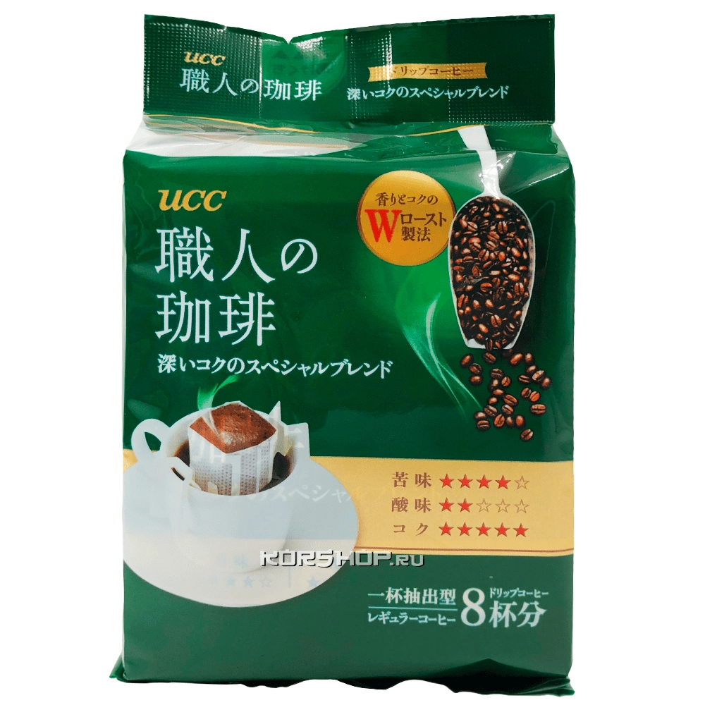 Натуральный жареный молотый кофе "Мастер Кофе" Special Blend UCC (дрип-пакеты), Япония, 56 г Натуральный жареный молотый кофе "Мастер Кофе" Special Blend UCC (дрип-пакеты), Япония, 56 г