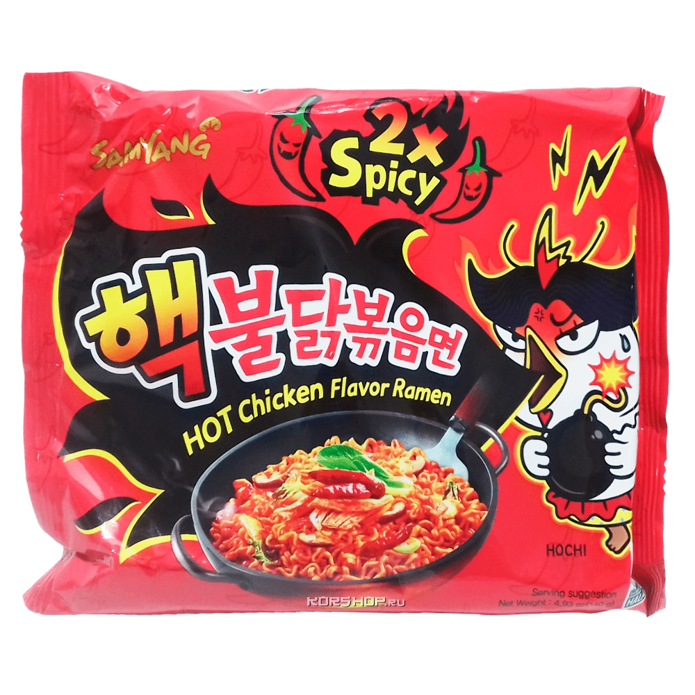 Экстра острая лапша со вкусом курицы 2хSpicy Samyang, Корея, 140 г. Срок до 08.11.2025.