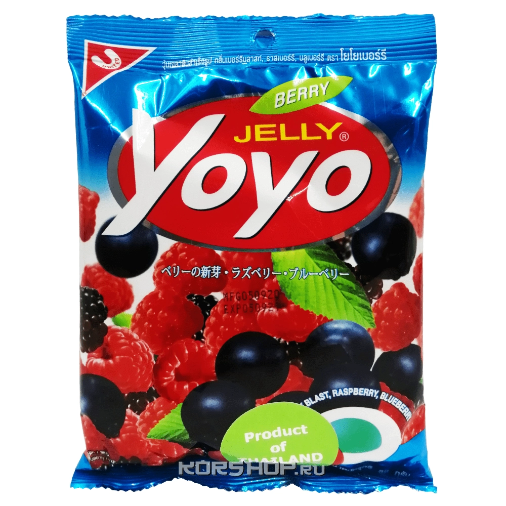 Желейные конфеты с натуральным соком "Ягодный микс" Yoyo, Таиланд, 80 г