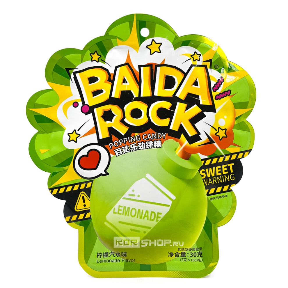 Карамель взрывная со вкусом лимонада Popping Candy Baida Rock, Китай, 30 г Карамель взрывная со вкусом лимонада Popping Candy Baida Rock, Китай, 30 г