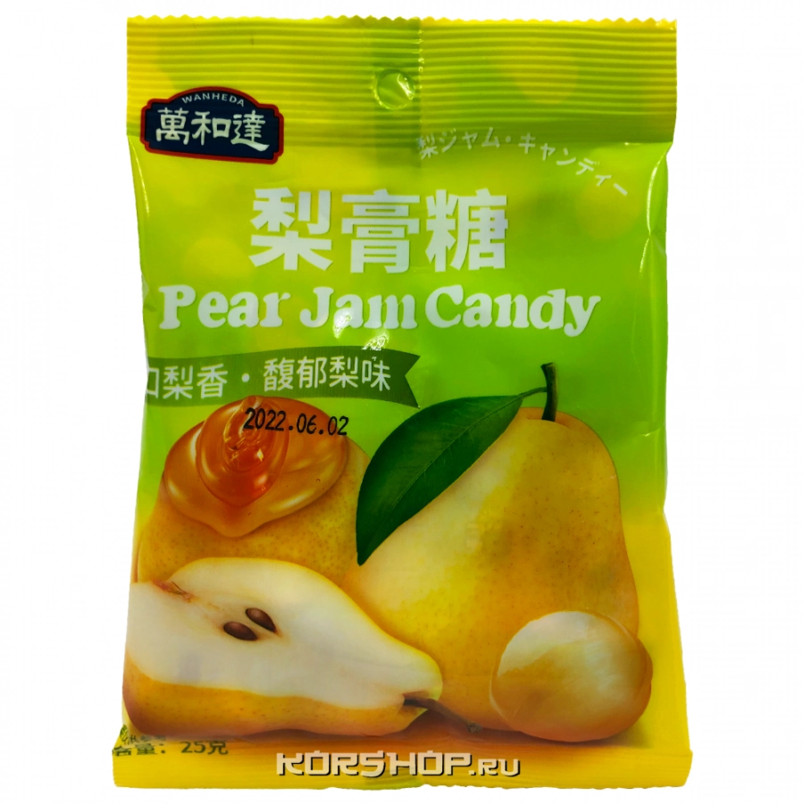 Леденцы со вкусом груши Pear Jam Candy Wanheda, Китай, 25 г