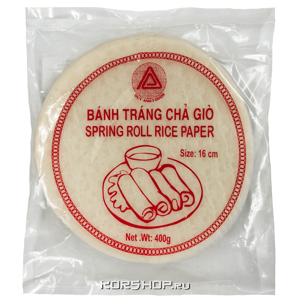 Круглая рисовая бумага для спринг-роллов 16 см Duy Anh, Вьетнам, 400 г.