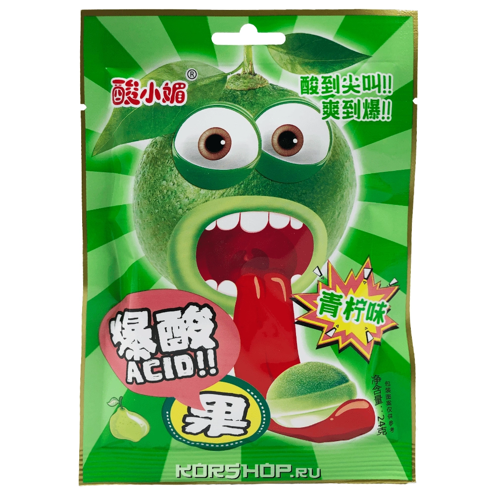 Кислые конфеты со вкусом лайма Acid, Китай, 24 г