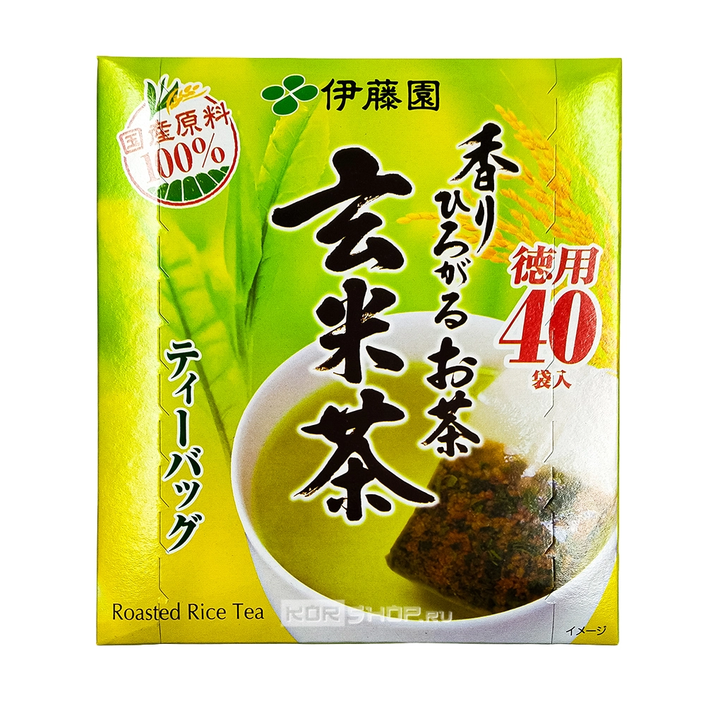 Зеленый чай с коричневым рисом Генмайча Itoen, Япония, 80 г (40 пакетиков по 2 г)