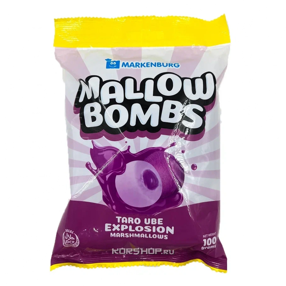 Зефир с начинкой со вкусом Таро Убэ Mallow Bombs Markenburg, Филиппины, 100 г Зефир с начинкой со вкусом Таро Убэ Mallow Bombs Markenburg, Филиппины, 100 г