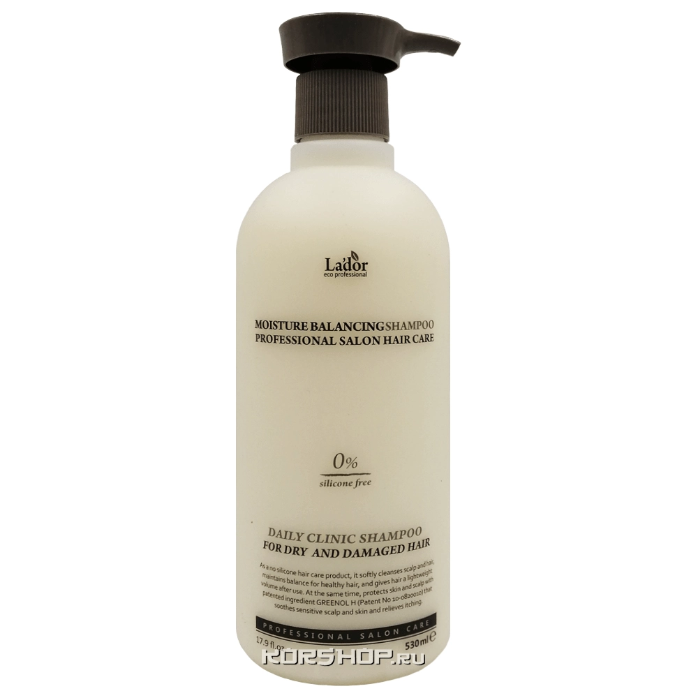 Увлажняющий бессиликоновый шампунь для волос Moisture Balansing Lador, Корея, 530 мл