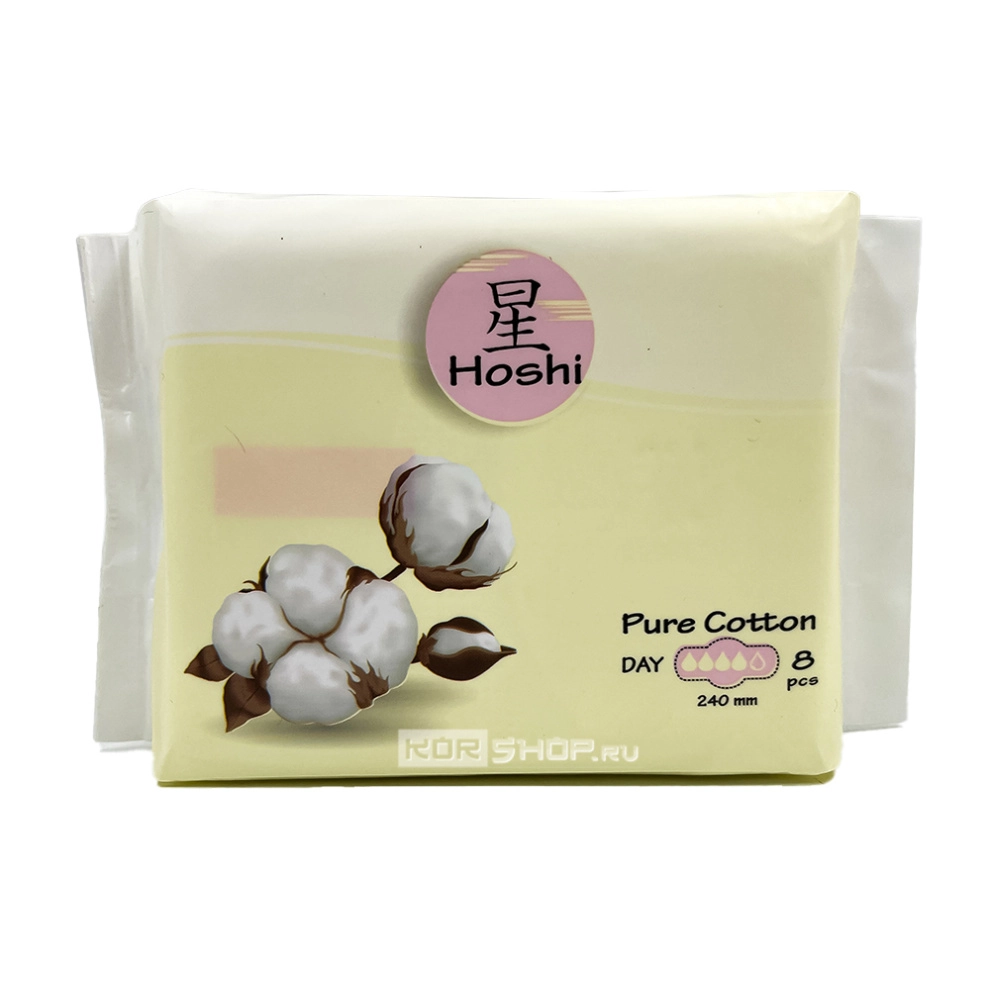 Прокладки гигиенические для критических дней дневные (240мм) Pure Cotton Day Use Hoshi, Китай, 8шт Прокладки гигиенические для критических дней дневные (240мм) Pure Cotton Day Use Hoshi, Китай, 8шт
