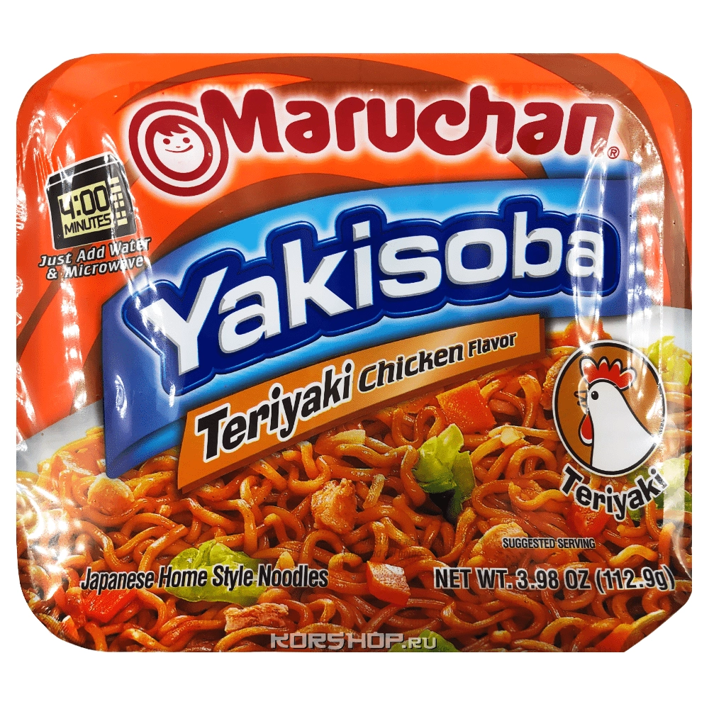 Лапша б/п со вкусом курицы с соусом терияки Yakisoba Maruchan, США, 112,9 г