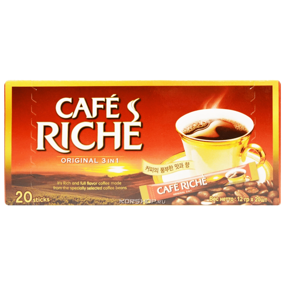 Кофе растворимый 3 в 1 Рише (Riche), Корея, (20 шт.) 240 г Кофе растворимый 3 в 1 Рише (Riche), Корея, (20 шт.) 240 г