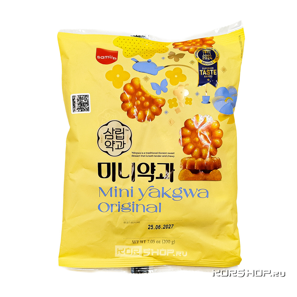 Корейское печенье Якква мини с мёдом/Korean mini Yakgwa cookie (honey) Самлип/Samlip, Корея, 200 г