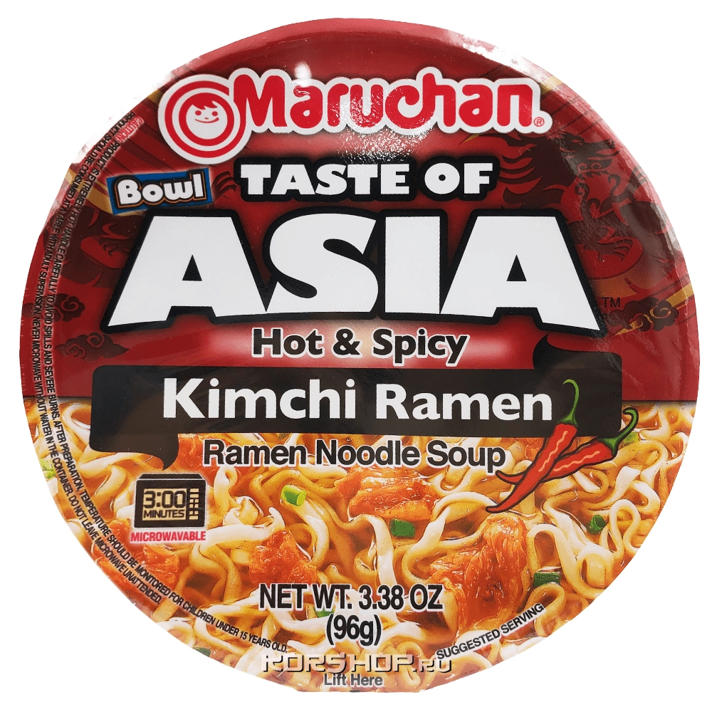 Лапша б/п со вкусом кимчи Bowl Taste of Asia Maruchan, США, 96 г.