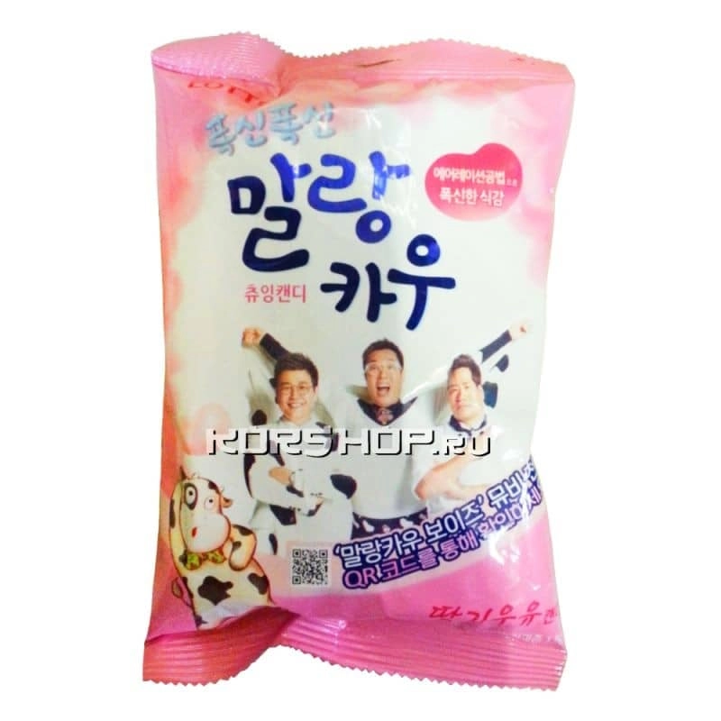 Жевательные конфеты Молочная клубника Malang Cow Strawberry Milk Lotte, Корея, 63 г,