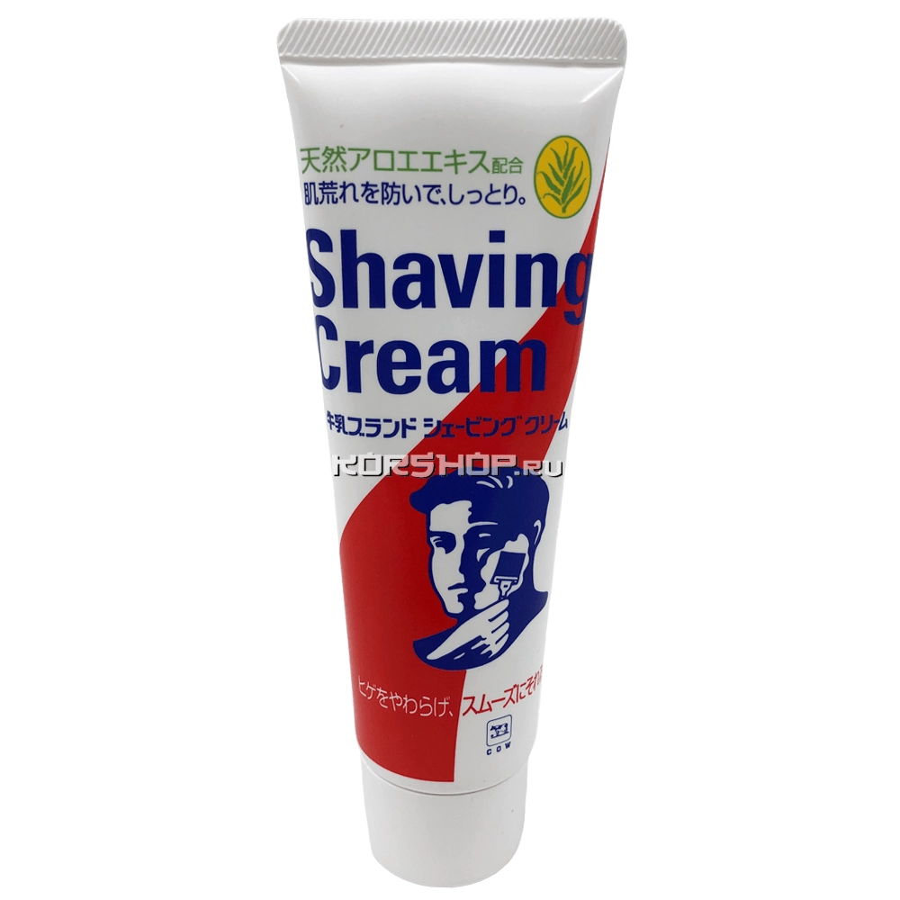 Крем для бритья для чувствительной кожи с экстрактом алоэ Cow, Япония, 80 г