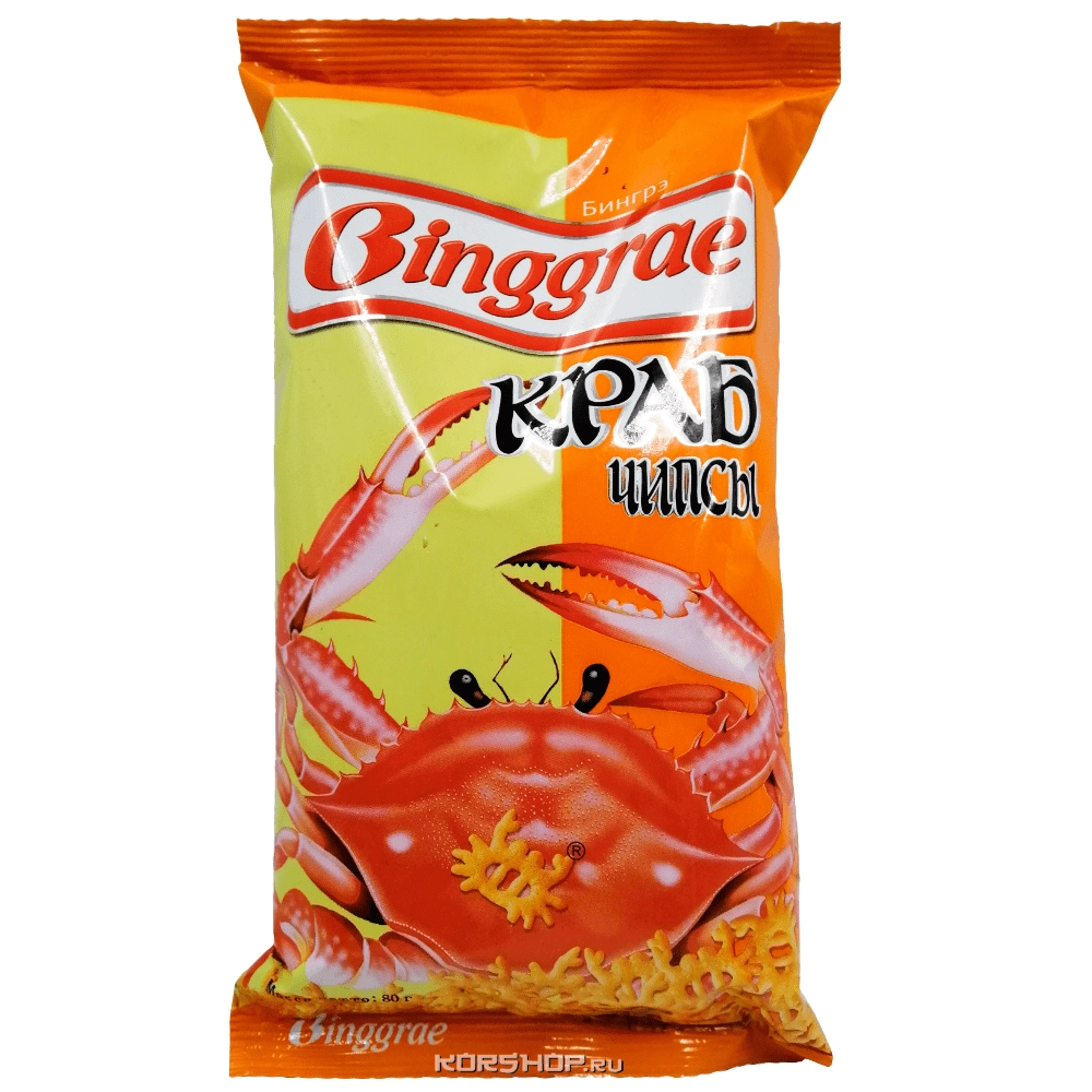 Хрустящие чипсы со вкусом краба Бингрэ (Binggrae), 80 г Хрустящие чипсы со вкусом краба Бингрэ (Binggrae), 80 г