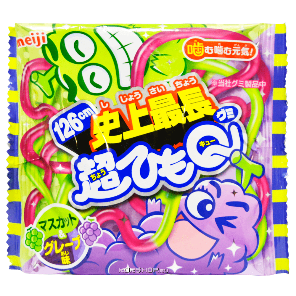 Мармеладная веревка со вкусом винограда Meiji (126 см), Япония, 29 г
