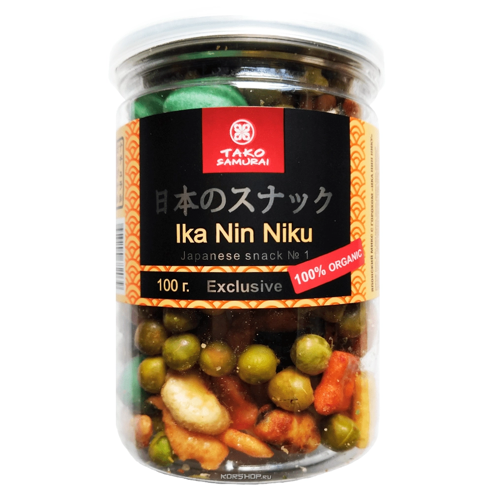 Японский микс с горохом Ика Нин Нику Тако Самурай, 100 г. Японский микс с горохом Ика Нин Нику Тако Самурай, 100 г.