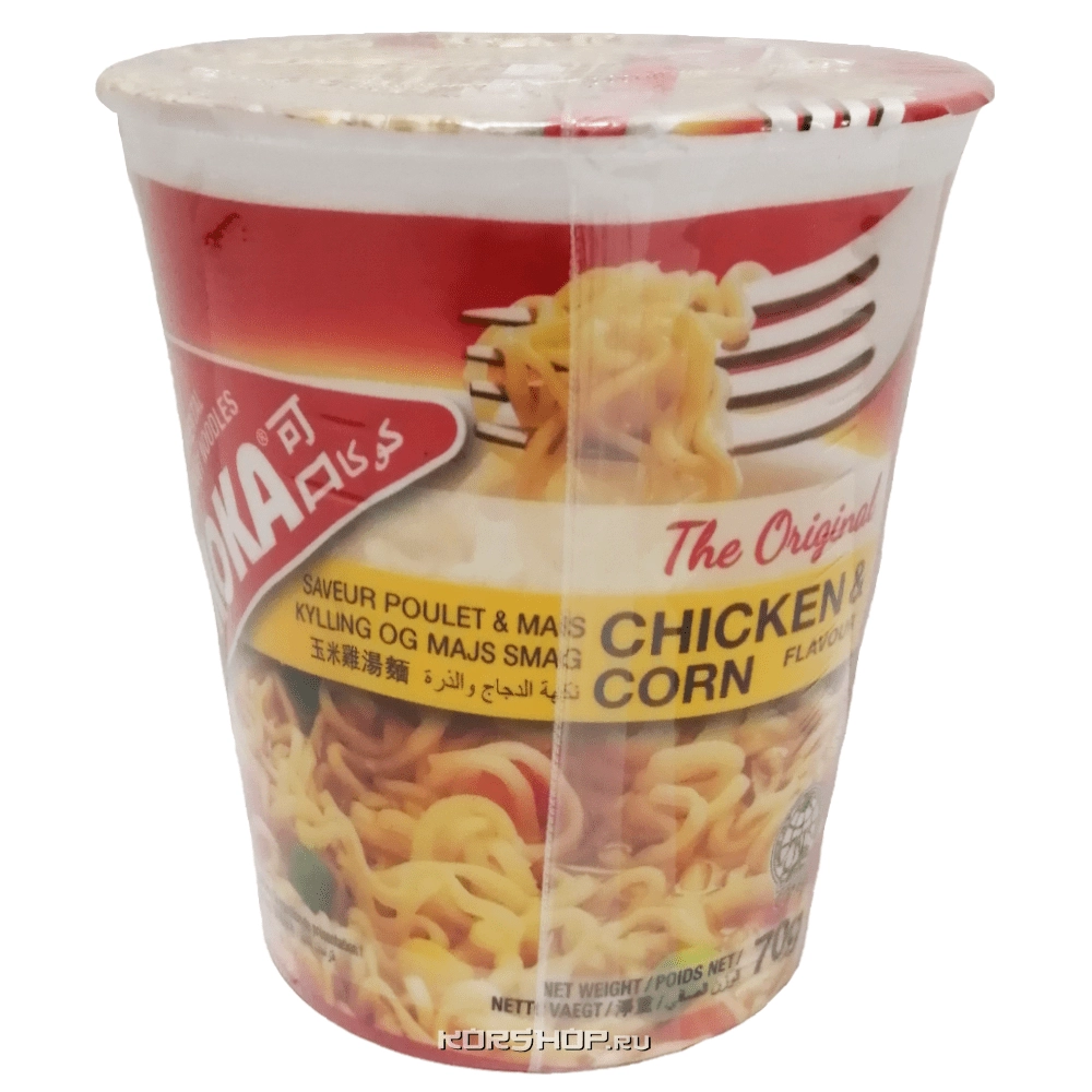 Лапша б/п со вкусом курицы и кукурузы Ориджинал Koka (стакан), Сингапур, 70 г.