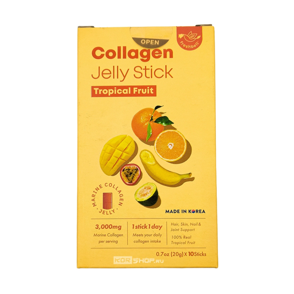 Коллагеновое желе со вкусом тропических фруктов в стиках Freshbell, Корея, 200 г (10 стиков по 20 г) Коллагеновое желе со вкусом тропических фруктов в стиках Freshbell, Корея, 200 г (10 стиков по 20 г)