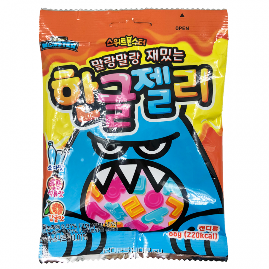 Мармеладные конфеты "Корейский алфавит" Hangeul, Корея, 66 г.