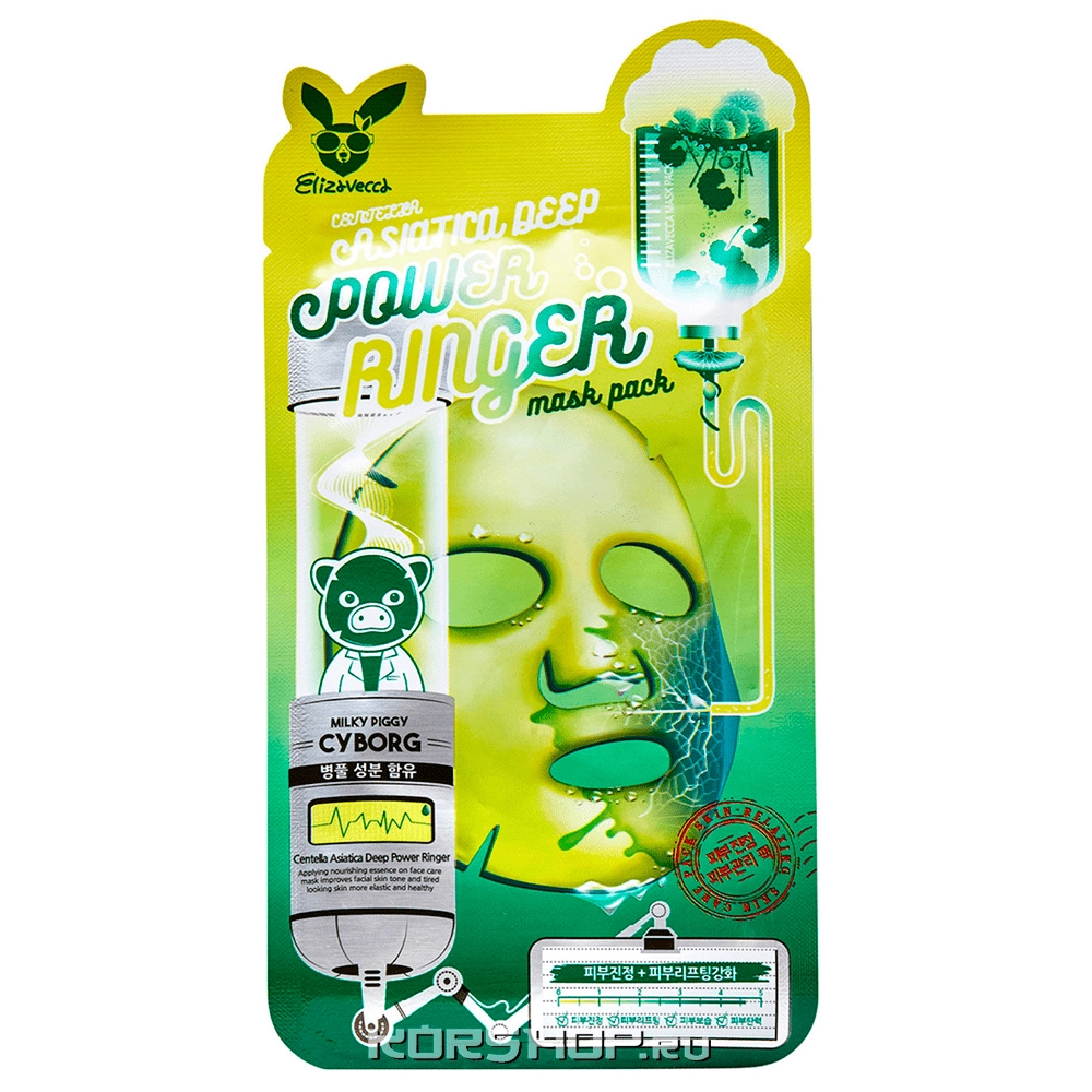 Тканевая маска для лица с центеллой Centella Asiatica Deep Power Ringer Elizavecca, Корея, 23 мл