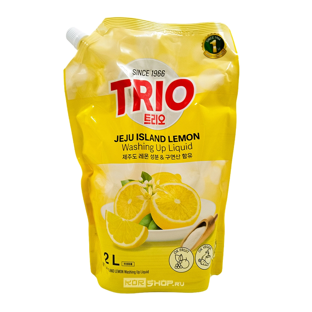 Средство для мытья посуды, фруктов и овощей Сочный Лимон (м/у) Trio, Корея, 1,2 л