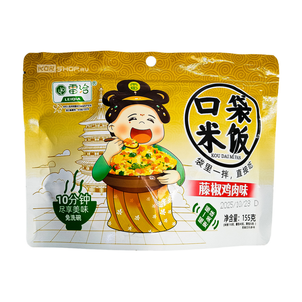 Рис б/п со вкусом курицы с перцем Девочка Leiqia, Китай, 155 г