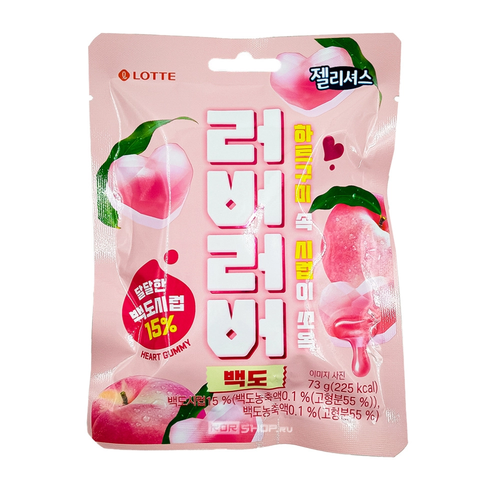 Мармелад жевательный со вкусом персика Lover Lover White Peach Lotte, Корея, 73 г