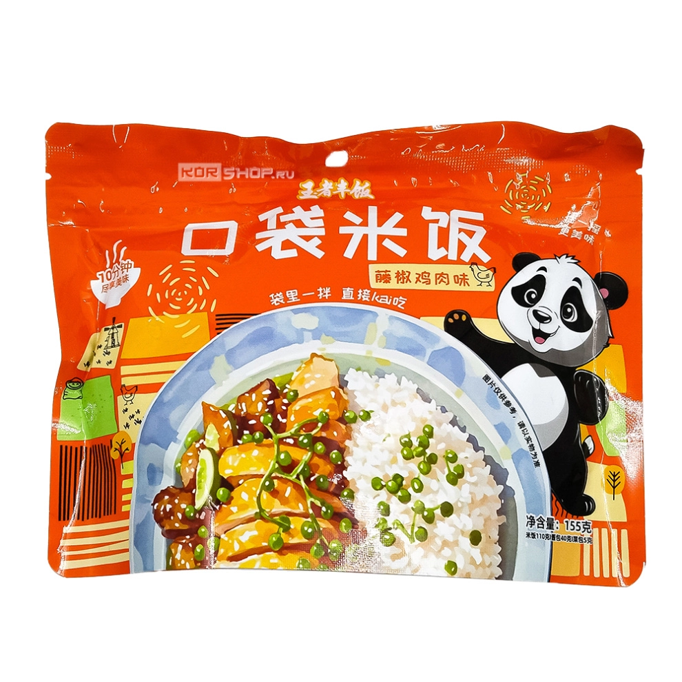Рис быстрого приготовления со вкусом курицы с перцем Панда Kouda Mifan Leiqia, Китай, 155 г Рис быстрого приготовления со вкусом курицы с перцем Панда Kouda Mifan Leiqia, Китай, 155 г