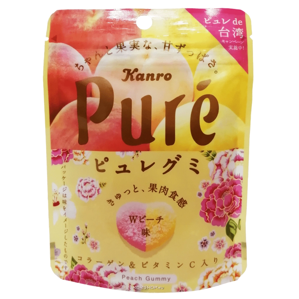 Жевательный мармелад со вкусом белого персика Pure Kanro, Япония, 63 г Жевательный мармелад со вкусом белого персика Pure Kanro, Япония, 63 г