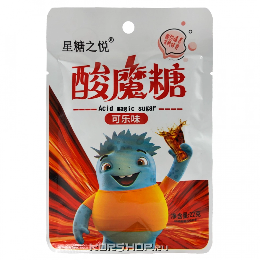 Кислые леденцы со вкусом колы Acid Magic Shugar, Китай, 22 г