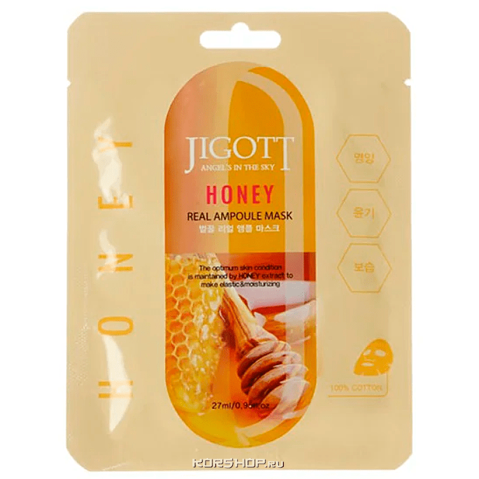 Ампульная маска с экстрактом меда Honey Real Ampoule Mask Jigott, Корея, 27 мл