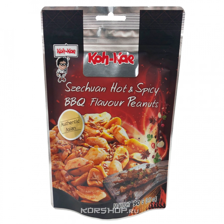 Обжаренный арахис со вкусом сычуаньского соуса барбекю Koh Kae, Таиланд, 90 г Обжаренный арахис со вкусом сычуаньского соуса барбекю Koh Kae, Таиланд, 90 г
