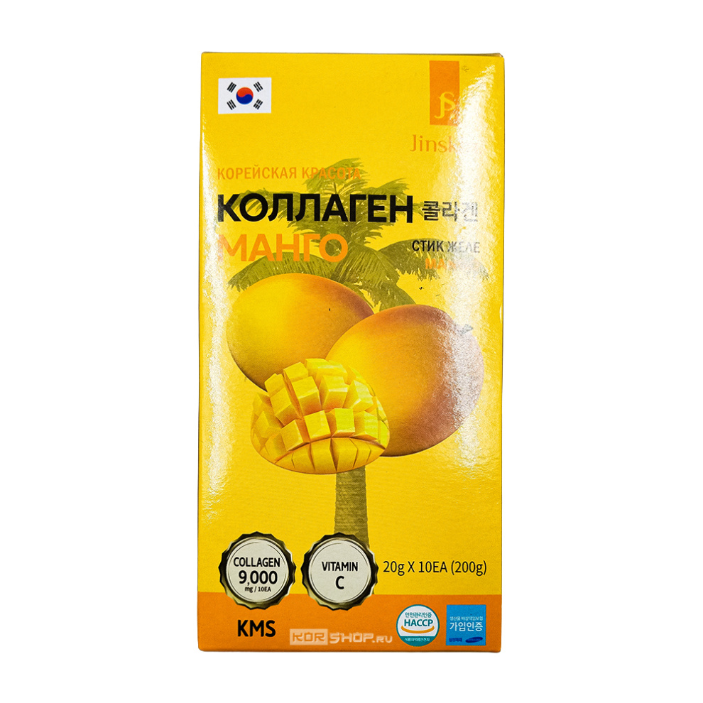 Коллагеновое желе с манго и витамином С в стиках Jinskin, Корея, 200 г (10 стиков по 20 г)