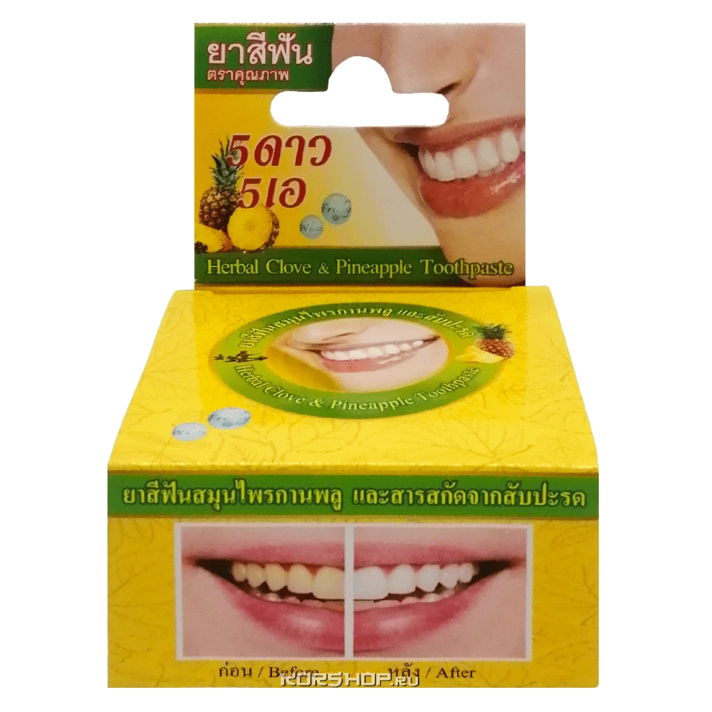 Травяная зубная паста с экстрактом ананаса 5 Star, Таиланд, 25 г Травяная зубная паста с экстрактом ананаса 5 Star, Таиланд, 25 г