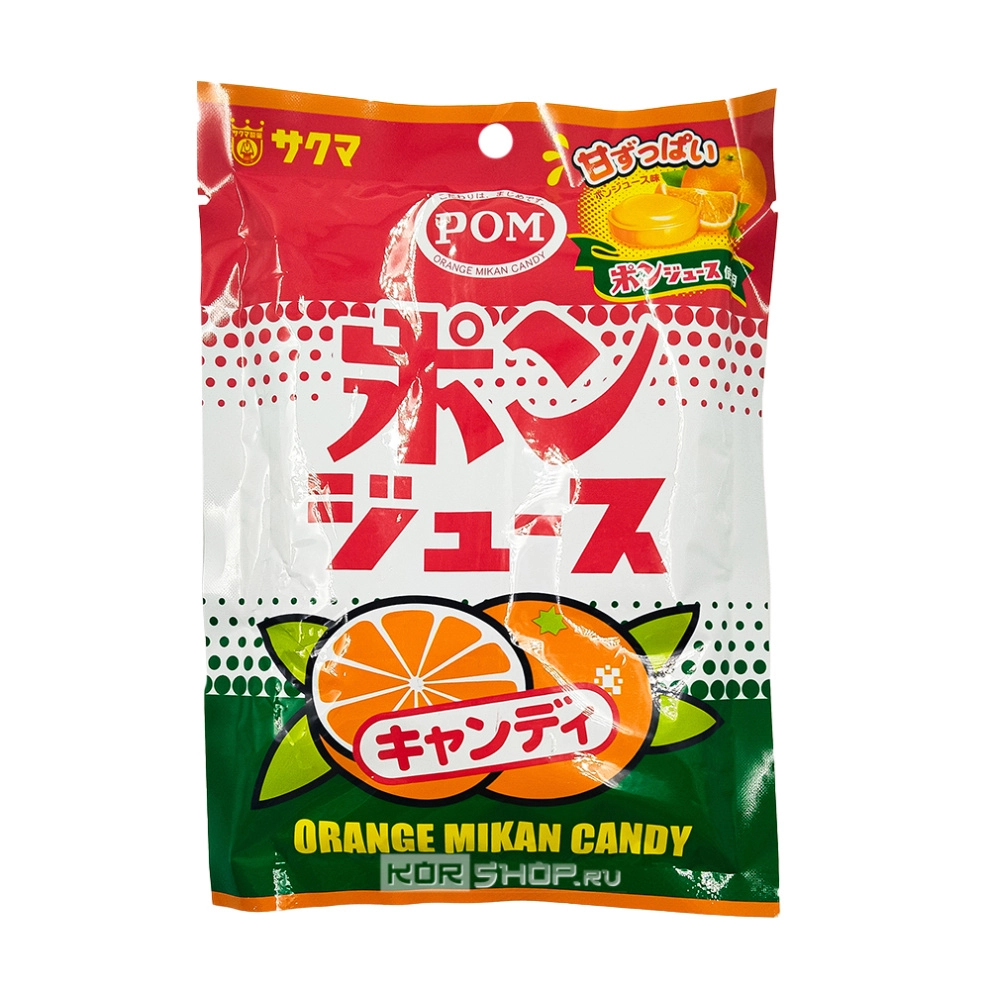 Карамель со вкусом мандарина Sakuma Pom juice, Япония, 56 г Карамель со вкусом мандарина Sakuma Pom juice, Япония, 56 г