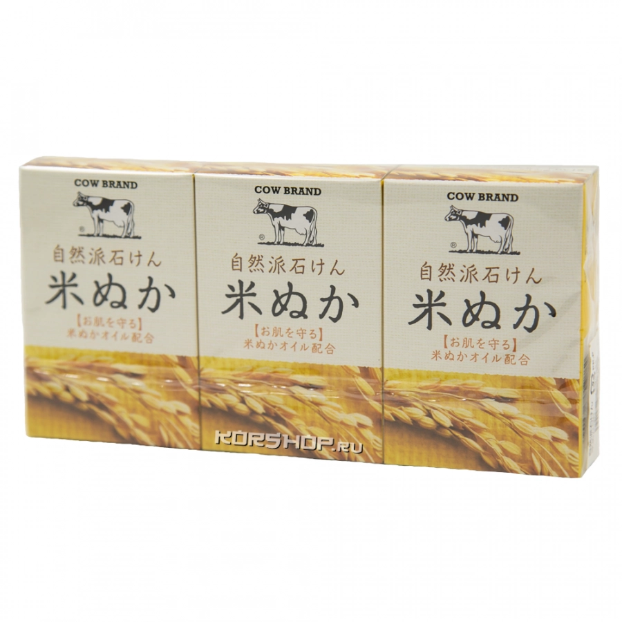 Туалетное мыло с маслом рисовых отрубей Natural Soap Cow Brand, Япония, 300 г Туалетное мыло с маслом рисовых отрубей Natural Soap Cow Brand, Япония, 300 г