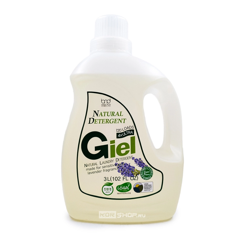 Гель для стирки концентрированный для чувствительной кожи с ароматом лаванды Giel Super Power BnD (Корея), 3 л Гель для стирки концентрированный для чувствительной кожи с ароматом лаванды Giel Super Power BnD (Корея), 3 л
