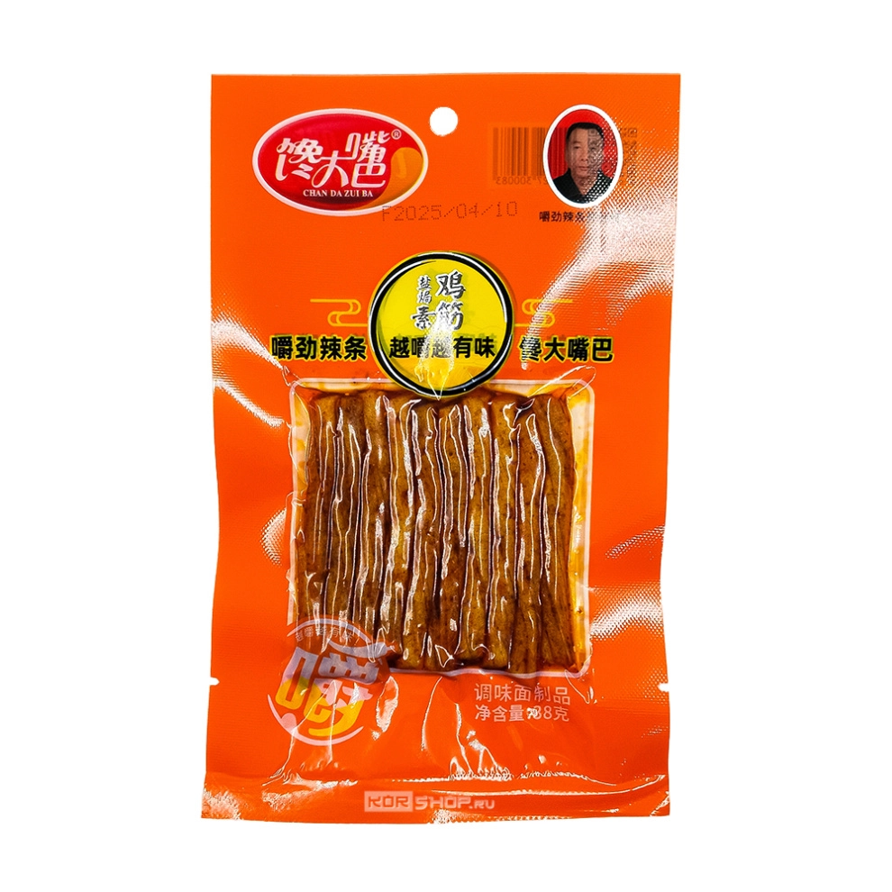 Жевательные снеки Латяо в форме полосок со вкусом жареной курицы Chan Da Zui Ba Chicken Latiao (Китай), 38 г