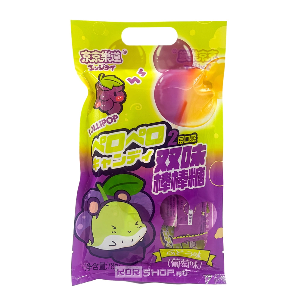 Леденцовые конфеты на палочке с двойным вкусом винограда Lolli Pop Guandong Lefen, Китай, 78 г Леденцовые конфеты на палочке с двойным вкусом винограда Lolli Pop Guandong Lefen, Китай, 78 г