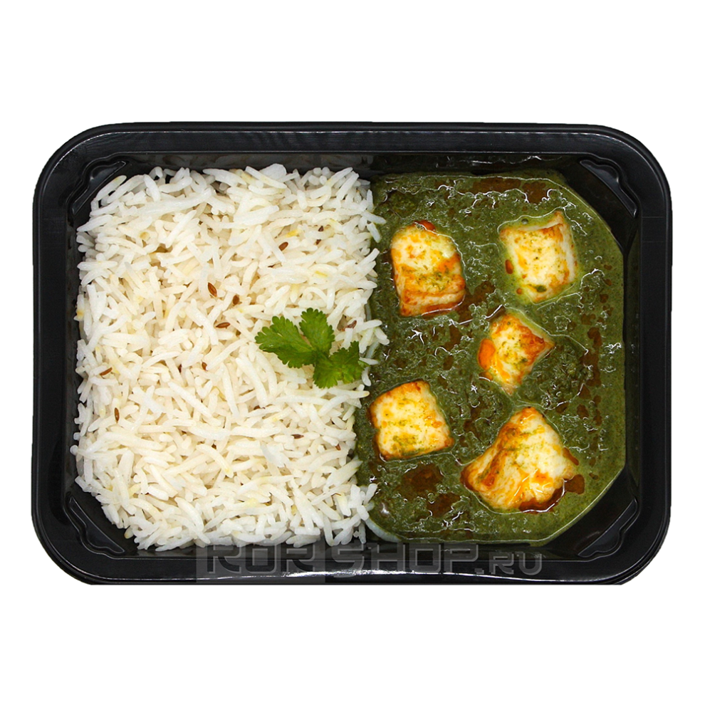 Подливка «Палак панир» из шпината и индийского сыра с лимонным рисом басмати Ashokas, 300 г Подливка «Палак панир» из шпината и индийского сыра с лимонным рисом басмати Ashokas, 300 г