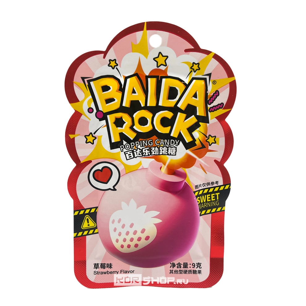 Карамель взрывная со вкусом клубники Popping Candy Baida Rock, Китай, 9 г Карамель взрывная со вкусом клубники Popping Candy Baida Rock, Китай, 9 г