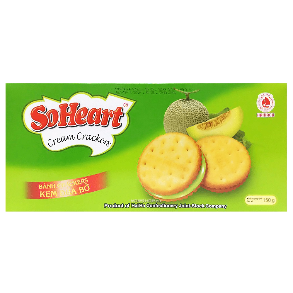 Печенье со вкусом дыни Soheart Haiha, Вьетнам, 150 г Печенье со вкусом дыни Soheart Haiha, Вьетнам, 150 г