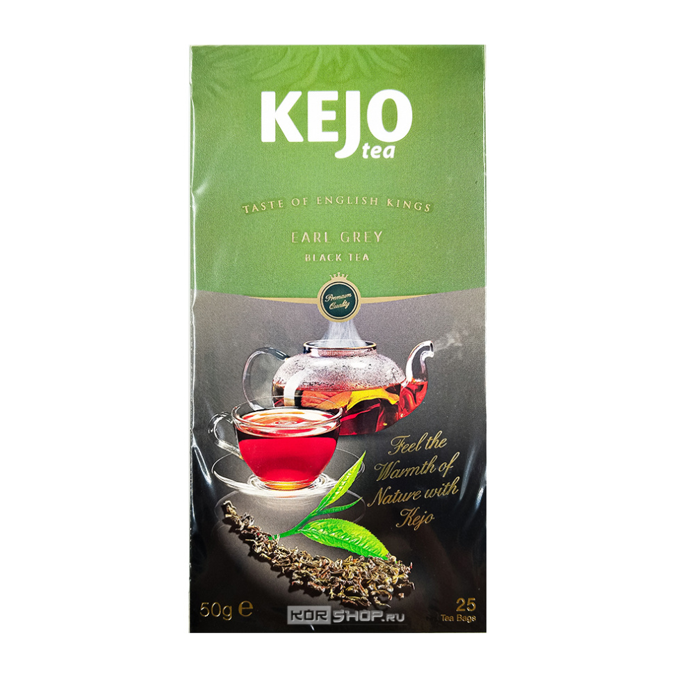 Чай черный с ароматом бергамота Earl Grey Black Tea Taste Of English Kings Kejo, Россия, 50 г (25 пакетиков)