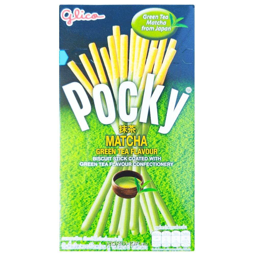 Палочки в глазури из зеленого чая Матча Glico Pocky, Таиланд, 39 г,