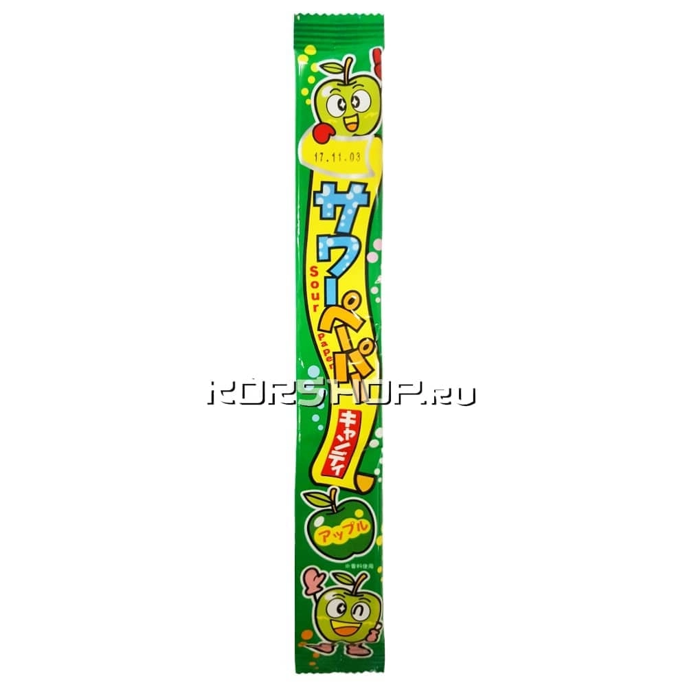 Мармеладная лента со вкусом яблока Sour Paper Candy, Япония, 15 г